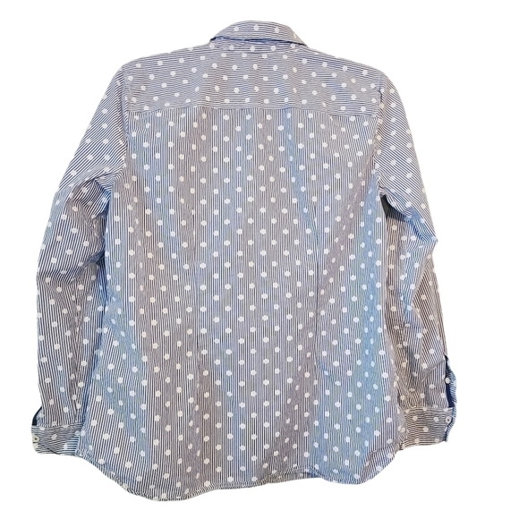 Talbots | Women's Polka Dot & Stripes Printed Button-Down Shirt (Size Medium) - Picture 9 of 9
